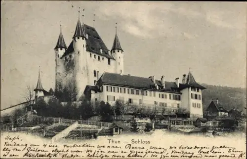 Ak Thun Kanton Bern Schweiz, Thun Schloss, Text in Niederländisch, keine Persönlichkeiten, keine 
