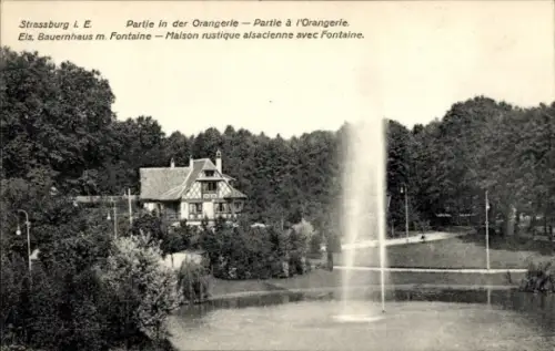 Ak Strasbourg Straßburg Elsass Bas Rhin, Orangerie, Fontaine