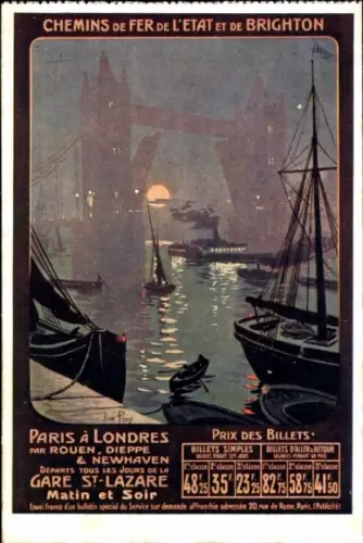 Künstler Ak London England, Chemins de Fer de l'Etat et de Brighton