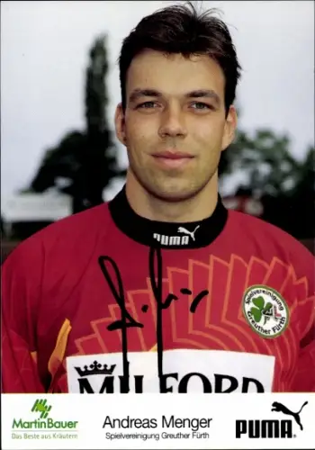 Autogrammkarte Fußballer Andreas Menger, SpVgg Greuther Fürth, Autogramm