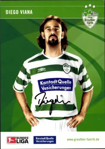 Autogrammkarte Fußballer Diego Viana, SpVgg Greuther Fürth, Autogramm