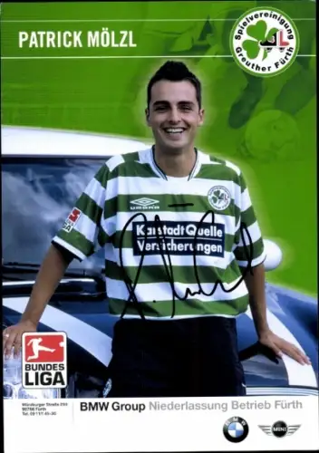 Autogrammkarte Fußballer Patrick Mölzl, SpVgg Greuther Fürth, Autogramm
