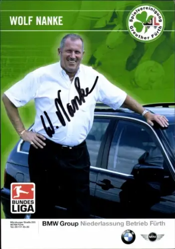 Autogrammkarte Mannschaftsverantwortlicher Wolf Nanke, SpVgg Greuther Fürth, Autogramm