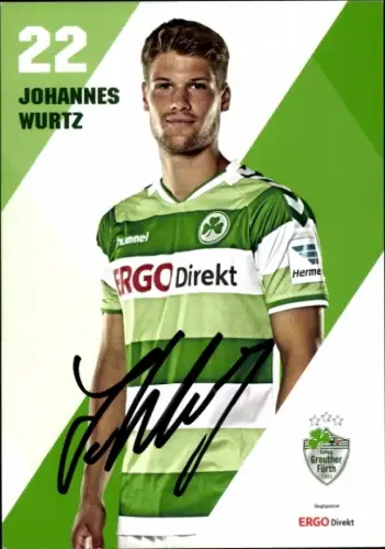 Autogrammkarte Fußballer Johannes Wurtz, SpVgg Greuther Fürth, Autogramm