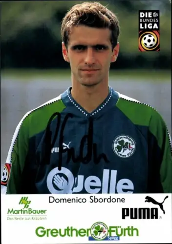 Autogrammkarte Fußballer Domenico Sbordone, SpVgg Greuther Fürth, Autogramm