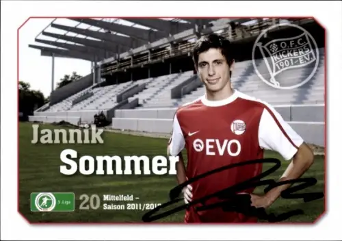 Autogrammkarte Fußballer Jannik Sommer, Kickers Offenbach, Autogramm
