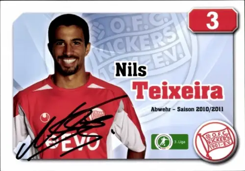 Autogrammkarte Fußballer Nils Teixeira, Kickers Offenbach, Autogramm