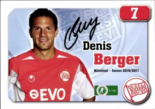 Autogrammkarte Fußballer Denis Berger, Kickers Offenbach, Autogramm