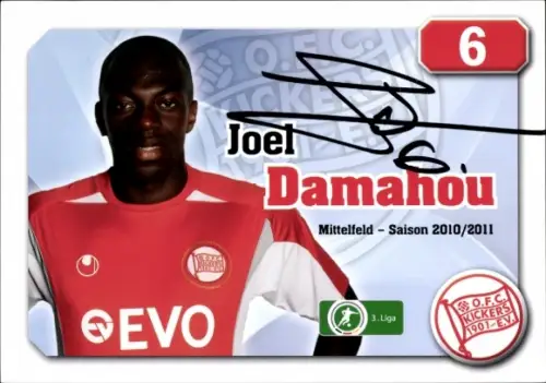 Autogrammkarte Fußballer Joel Damahou, Kickers Offenbach, Autogramm