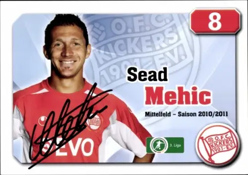 Autogrammkarte Fußballer Sead Mehic, Kickers Offenbach, Autogramm
