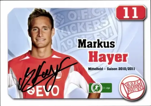 Autogrammkarte Fußballer Markus Hayer, Kickers Offenbach, Autogramm