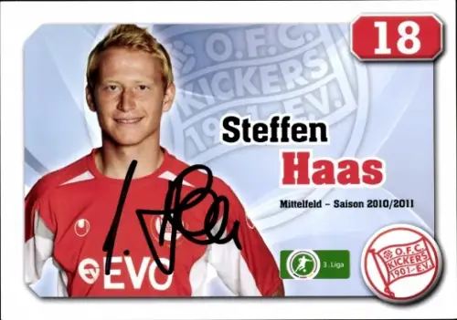 Autogrammkarte Fußballer Steffen Haas, Kickers Offenbach, Autogramm