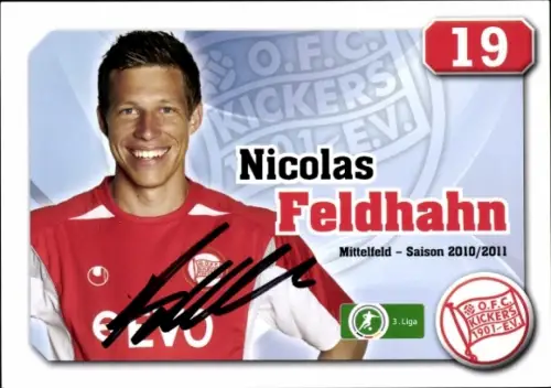 Autogrammkarte Fußballer Nicolas Feldhahn, Kickers Offenbach, Autogramm