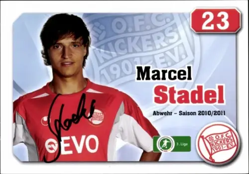 Autogrammkarte Fußballer Marcel Stadel, Kickers Offenbach, Autogramm