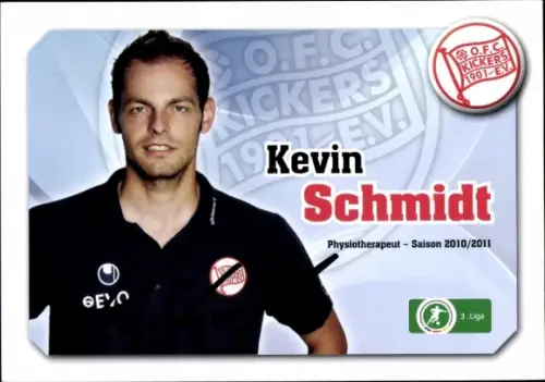 Autogrammkarte Physiotherapeut Kevin Schmidt, Kickers Offenbach, Autogramm