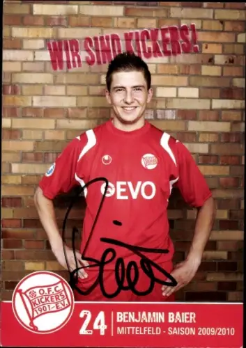 Autogrammkarte Fußballer Benjamin Baier, Kickers Offenbach, Autogramm