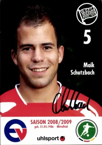 Autogrammkarte Fußballer Maik Schutzbach, Kickers Offenbach, Autogramm