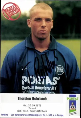 Autogrammkarte Fußballer Thorsten Rohrbach, Kickers Offenbach, Autogramm