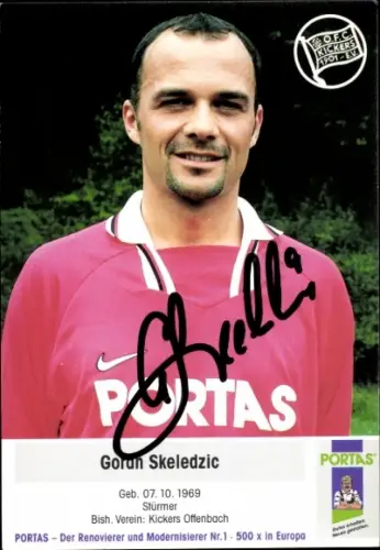 Autogrammkarte Fußballer Goran Skeledzic, Kickers Offenbach, Autogramm