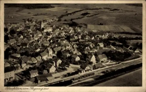 Ak Blaufelden in Württemberg, Luftaufnahme von  viele Häuser, Felder im Hintergrund