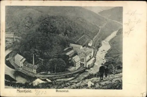 Ak Monschau Montjoie in der Eifel,  Rosental, Landschaft, Fluss, Gebäude, Menschen