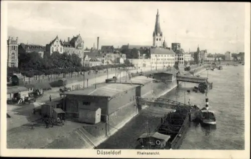 Ak Düsseldorf am Rhein,  Rheinansicht, Schiffsanleger
