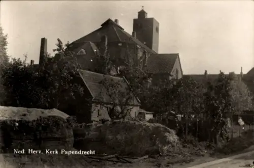 Ak Papendrecht Südholland, Ned. Herv. Kerk  Gebäude, Bäume, ländliche Umgebung