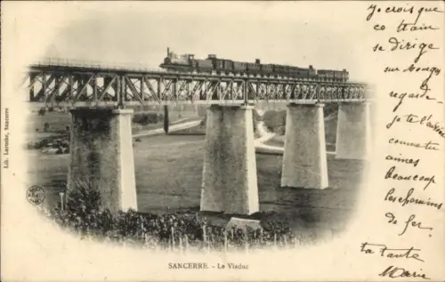 Ak Sancerre Cher, Viadukt, Eisenbahn
