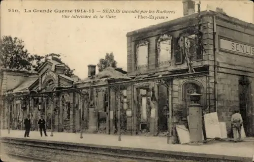 CPA Senlis Oise, Gare, Guerre 1914-1915