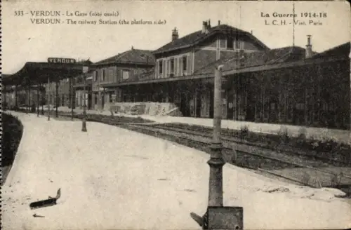 Ak Verdun Meuse, Bahnhof, I. WK