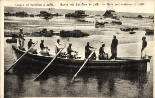 CPA Tel Aviv Jaffa Israël, Barque et bateliers
