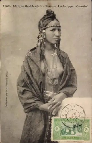 Ak Maghreb, Barbusige Frau, Schmuck