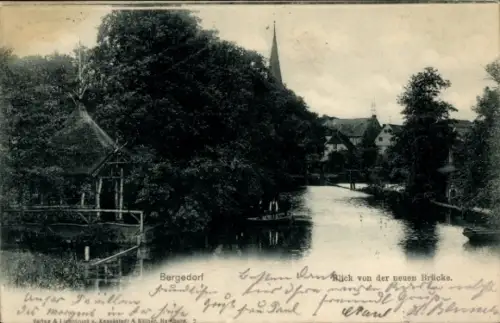 Ak Hamburg Bergedorf, Blick von der neuen Brücke auf den Ort