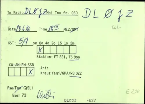 Ak QSL Karte, Funkerkarte DF3HG, Willi Geldschus, Lübeck, historische Stadtansicht