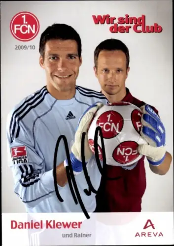 Autogrammkarte Fußballer Daniel Klewer und Rainer, 1. FC Nürnberg, Autogramm