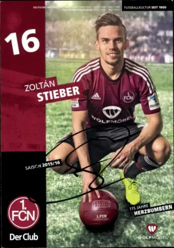 Autogrammkarte Fußballer Zoltán Stieber, 1. FC Nürnberg, Autogramm