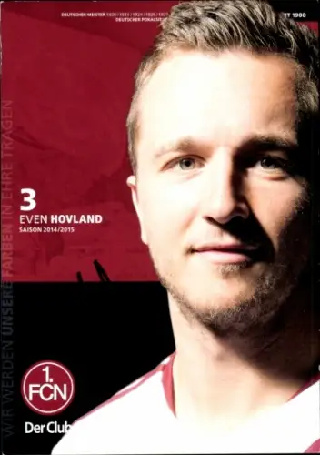 Autogrammkarte Fußballer Even Hovland, 1. FC Nürnberg, Autogramm