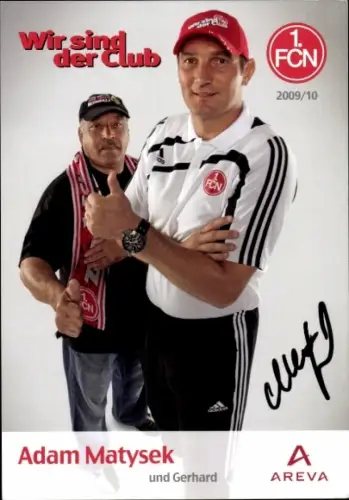 Autogrammkarte Torwarttrainer Adam Matysek und Gerhard, 1. FC Nürnberg, Autogramm