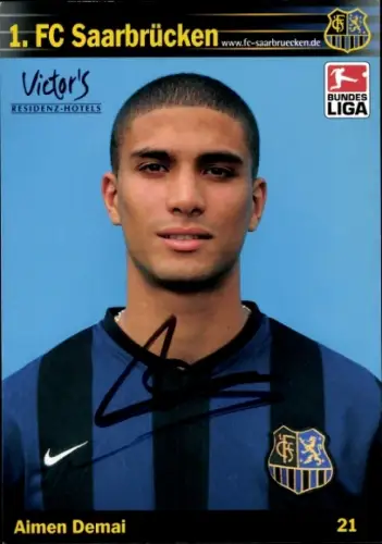 Autogrammkarte Fußballer Aimen Demai, 1. FC Saarbrücken, Autogramm