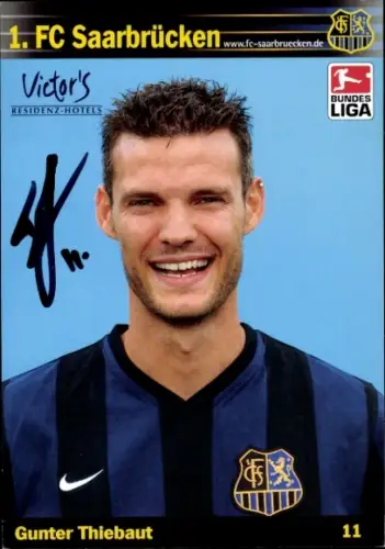 Autogrammkarte Fußballer Gunter Thiebaut, 1. FC Saarbrücken, Autogramm
