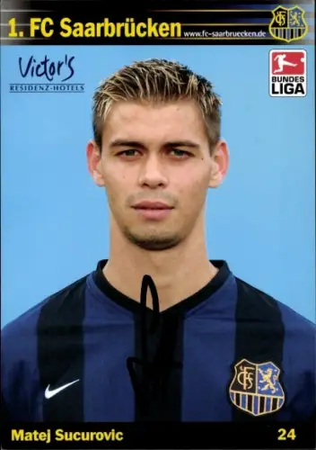 Autogrammkarte Fußballer Matej Sucurovic, 1. FC Saarbrücken, Autogramm