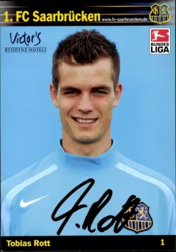 Autogrammkarte Fußballer Tobias Rott, 1. FC Saarbrücken, Autogramm
