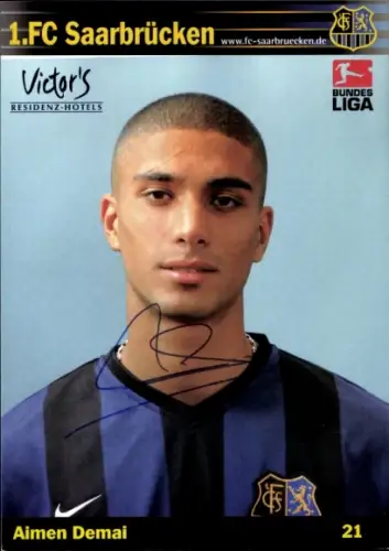 Autogrammkarte Fußballer Aimen Demai, 1. FC Saarbrücken, Autogramm