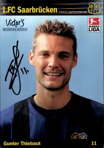 Autogrammkarte Fußballer Gunther Thiebaut, 1. FC Saarbrücken, Autogramm