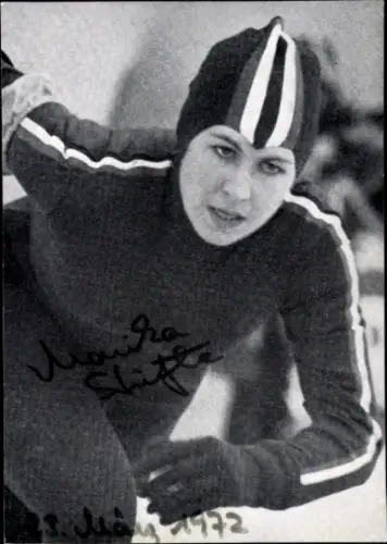 Autogrammkarte Eisschnellläuferin Monika Stützle, Portrait, Autogramm, 1972