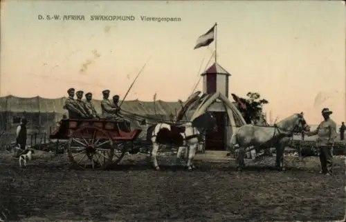 Ak Swakopmund Namibia Deutsch Südwestafrika, Vierergespann