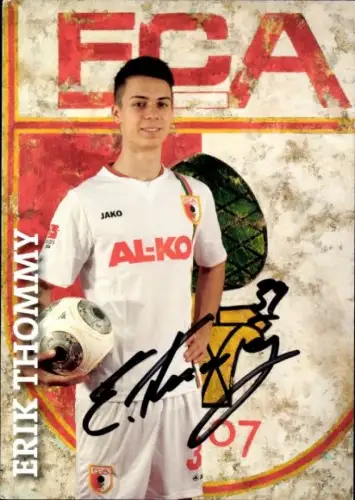 Autogrammkarte Fußballer Erik Thommy, Portrait, Autogramm