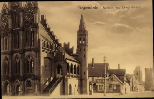 Ak Tangermünde an der Elbe, Rathaus, Lange Straße,  Architektur
