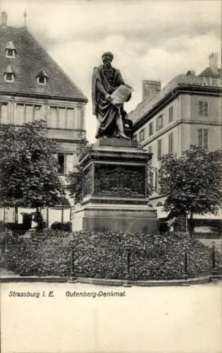 Ak Strasbourg Straßburg Elsass Bas Rhin, Gutenberg Denkmal