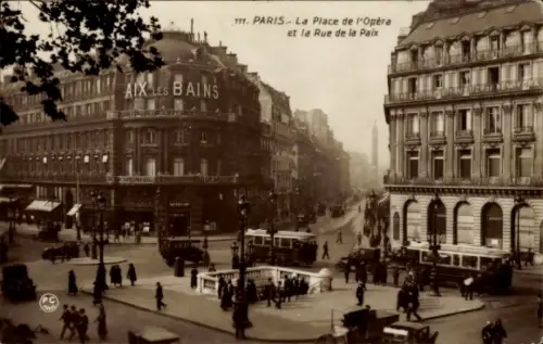 CPA Paris, La Place de l'Opéra et la Rue de la Paix